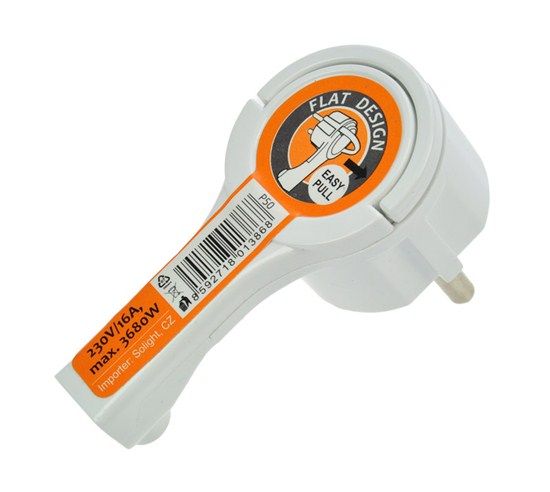 Solight zástrčka lomená, nízký profil od stěny, Ip20, P50