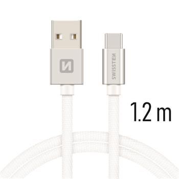 Swissten Kabel Textile USB-C 1,2 M Stříbrný