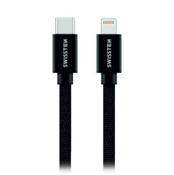 Swissten Kabel Textile USB - C/Ligh 1,2m, černý