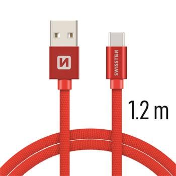 Swissten Kabel Textile USB-C 1,2 M Červený