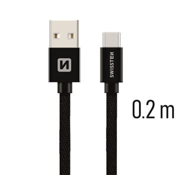 Kabel Swissten Textile USB-C 0,2M Černý