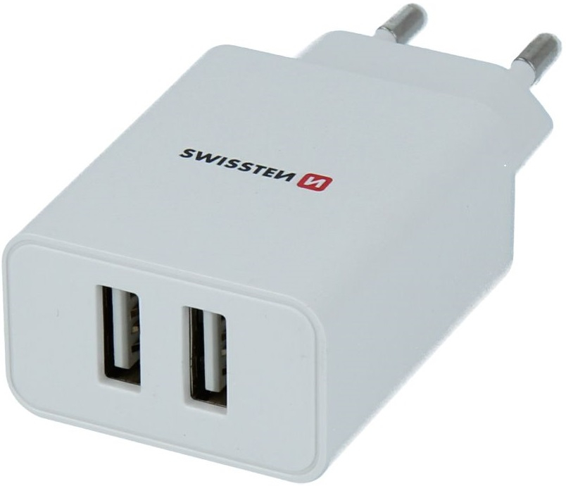 Levně Swissten Smart nabíječka pro mobil Ic 2x Usb 2,1A Power bílý