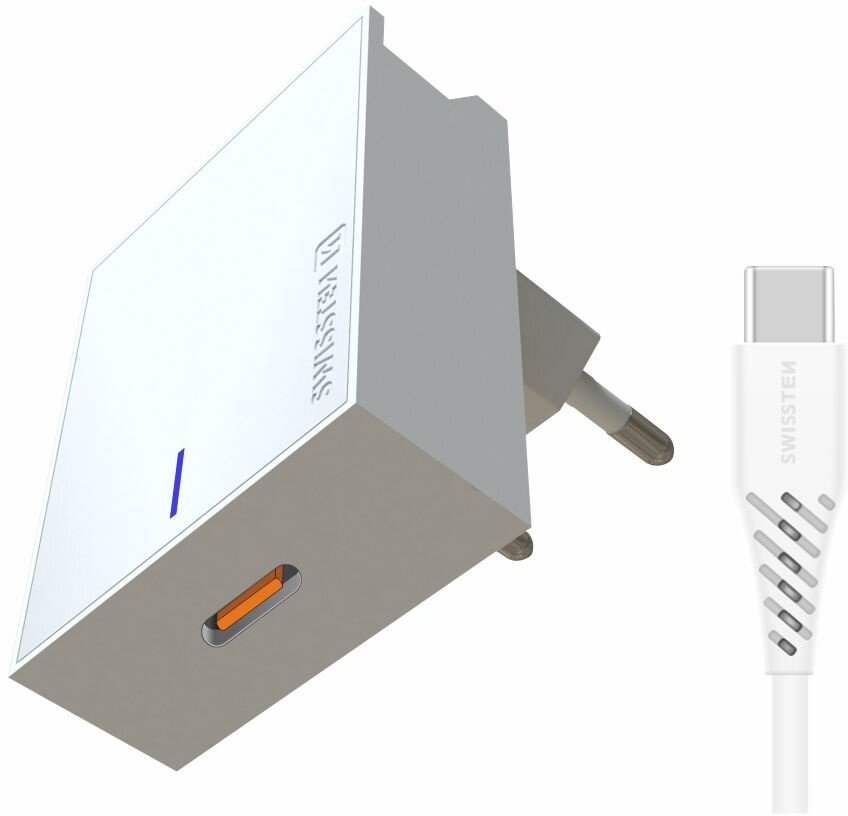Levně Swissten nabíječka pro mobil adaptér 25W, kabel Usb-c 1,2M W