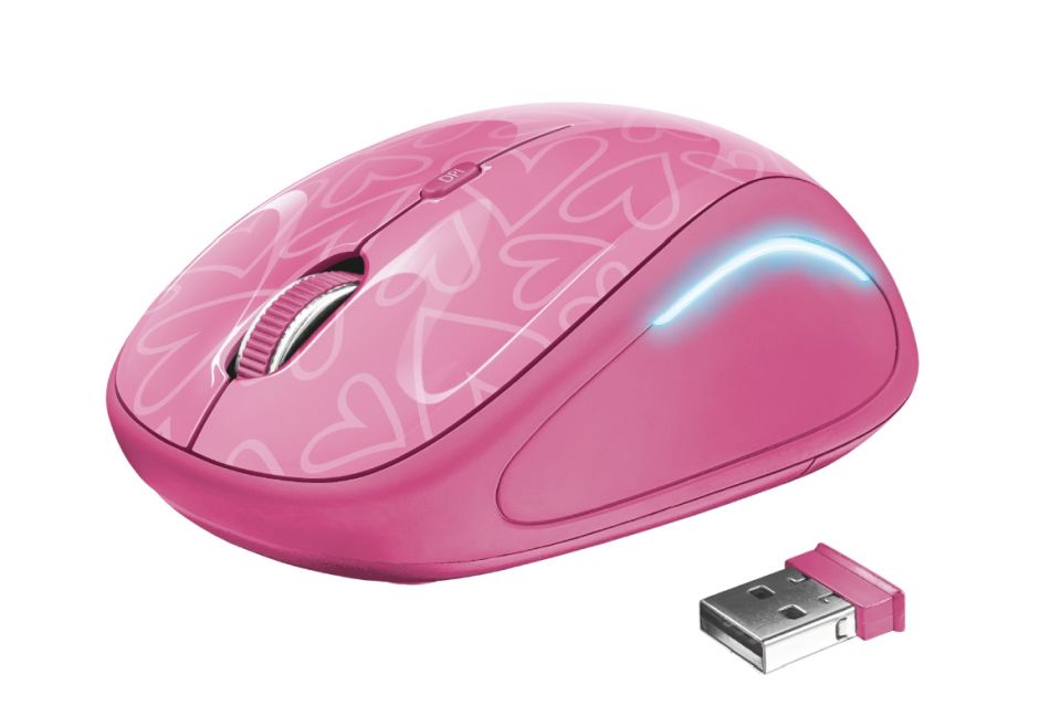 Levně Trust myš Yvi Fx Wireless Mouse - růžová (22336)