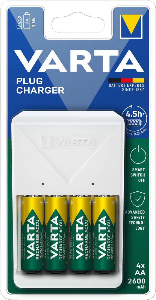 Varta nabíječka baterií Plug Charger + 4x Aa 2600 mAh R2u