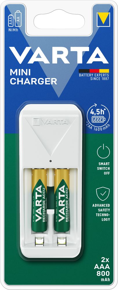 Varta Mini Charger + 2x AAA 800 mAh R2U