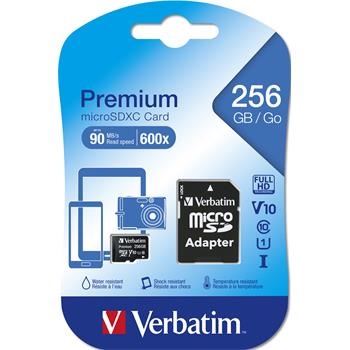 Levně Verbatim paměťová karta Micro Sdxc Premium Uhs-i 256Gb microSDXC Card 256Gb