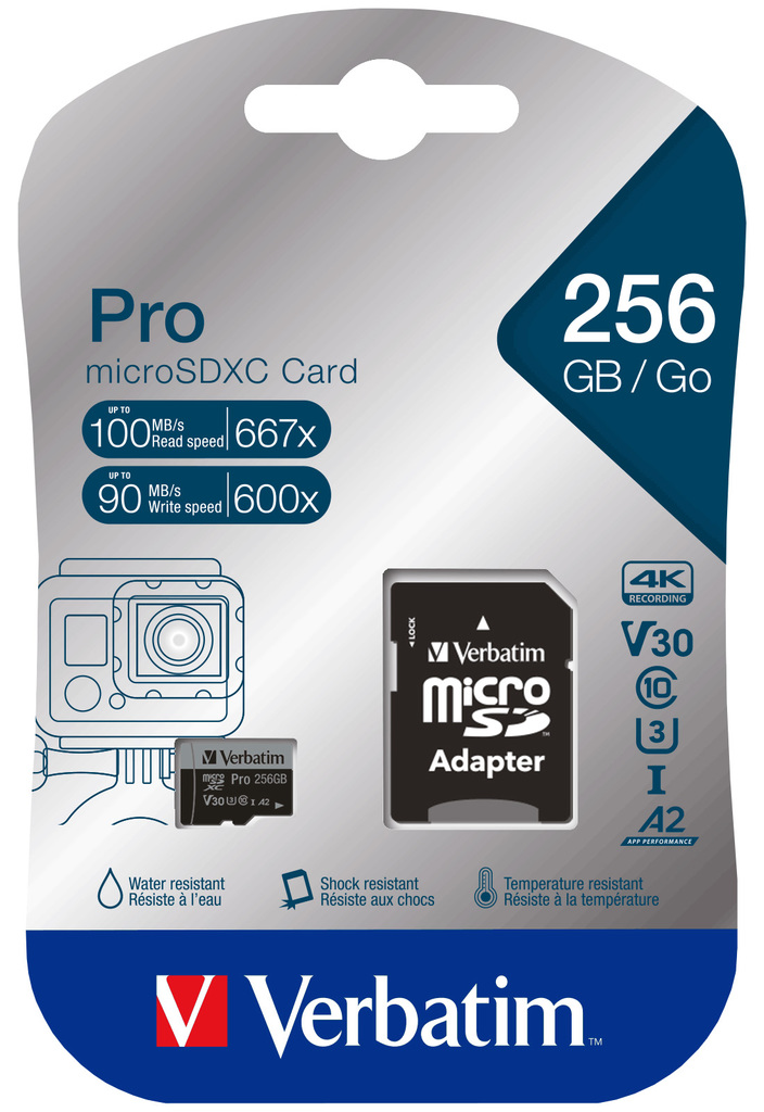 Levně Verbatim paměťová karta Pro microSDXC 256Gb V30 U3