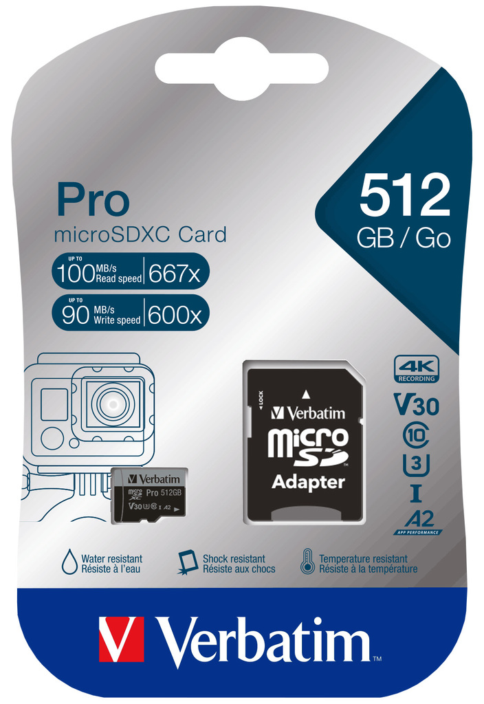 Levně Verbatim paměťová karta Pro microSDXC 512Gb V30 U3