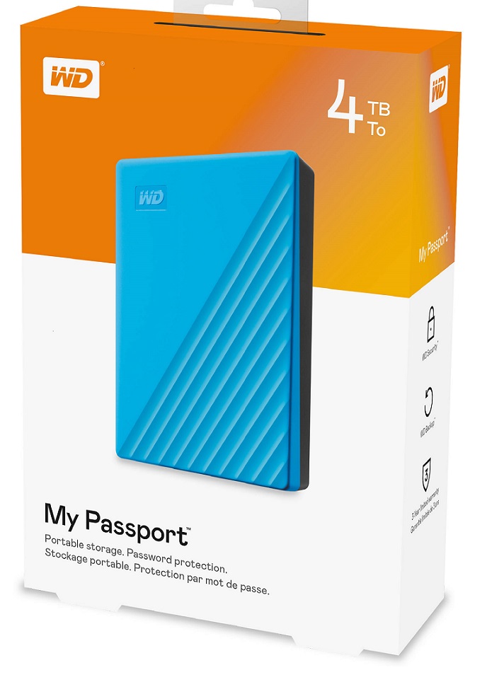 WD My Passport 4TB, modrá - WD My Passport 4TB, 2,5", WDBPKJ0040