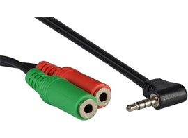 AQ KAW001 - adaptér 3,5 jack 4 pol - 2x 3,5 jack (mikrofon+sluchátka), 0,15 m