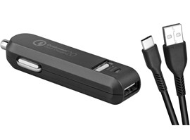 AVACOM CarMAX 2 nabíječka do auta 2x Qualcomm Quick Charge 2.0, černá barva (USB-C kabel) - AVACOM NACL-QC2XC-KK