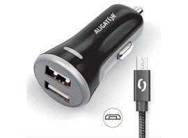 Nabíječka do auta ALIGATOR MicroUSB 2xUSB výst. 3.4A, černá