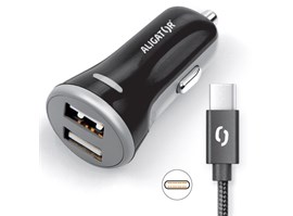 Aligator Nabíječka do auta USB-C 2xUSB výstup, 3.4A, černá