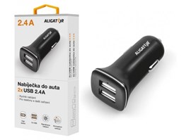 Nabíječka do auta ALIGATOR s 2xUSB výstupem 2,4A, Turbo charge, černá