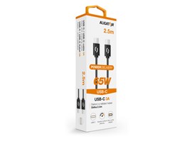 Datový kabel ALIGATOR POWER 65W, USB-C/USB-C 3A, 2,5m bílý