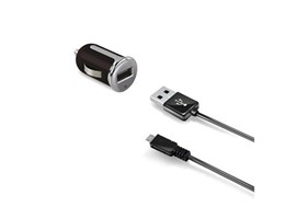 Set Celly Turbo autonabíječky s USB konektorem a microUSB kabelu, 2,4 A, černá