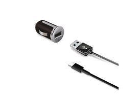 Set Celly Turbo autonabíječky s USB konektorem a kabelu USB-C, 2,4 A, černá