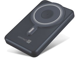 Connect IT 10000 mAh bezdrátová Powerbanka 1xUSB-C port/1xUSB-C + 1xLightning kabel, Vesmírně šedá