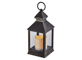 LED dekorace – lucerna antik černá, 3×AAA, blik. svět., časovač