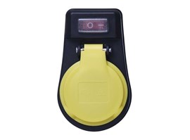 Zásuvka s vypínačem, IP44, černá