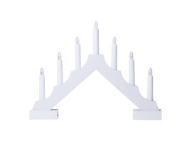 Emos DCAW12 LED svícen dřevěný bílý, 29 cm, vnitřní, teplá bílá, časovač