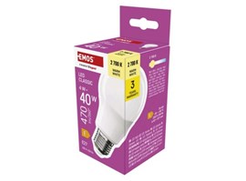 ZQ5E21 LED žárovka Classic A60 / E27 / 4 W (40 W) / 470 lm / teplá bílá Emos 1ks
