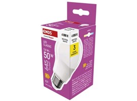Emos LED žárovka Classic A60 / E27 / 5,8 W (50 W) / 645 lm / Neutrální bílá