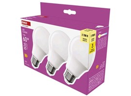 Emos LED žárovka Classic A60 / E27 / 7 W  (60 W) / 806 lm / teplá bílá 3ks