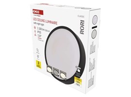 Emos LED přisazené svítidlo RORI kruhové, černé, 17W, se změnou CCT