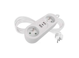 Emos Prodlužovací kabel 1,4 m / 2 zásuvky+2×USB-A+1×USB-C / bílý / PVC / 1,5 mm2
