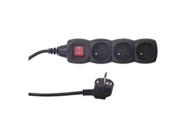 Emos Prodlužovací kabel s vypínačem – 3 zásuvky, 5m, černý