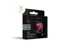 Ochranné tvrzené sklo FIXED 3D Full-Cover pro Apple Watch 44mm s aplikátorem, s lepením přes celý displej, černé