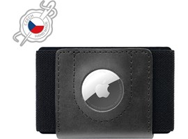 Kožená peněženka FIXED Tiny Wallet for AirTag z pravé hovězí kůže, černá