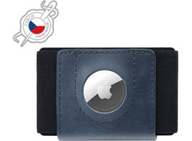 Kožená peněženka FIXED Tiny Wallet for AirTag z pravé hovězí kůže, modrá