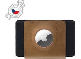 Kožená peněženka FIXED Tiny Wallet for AirTag z pravé hovězí kůže, hnědá
