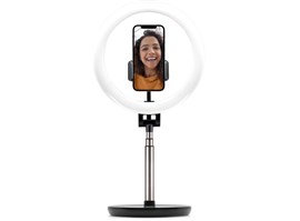 Stativ s kruhovým LED svítidlem a ovládáním na USB kabelu FIXED LEDRing Lite, černý