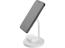 Stojánek s bezdrátovým nabíjením 2v1 FIXED MagStand s podporou uchycení MagSafe, 15W+5W, bílý