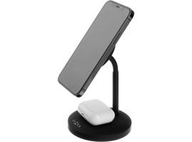 Stojánek s bezdrátovým nabíjením 2v1 FIXED MagStand s podporou uchycení MagSafe, 15W+5W, černý