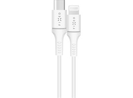 Dlouhý datový a nabíjecí kabel FIXED s konektory USB-C/Lightning a podporou PD, 2 metry, MFI certifikace, 60W, bílý