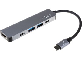5-portový hliníkový USB-C FIXED HUB Mini pro notebooky a tablety, šedý