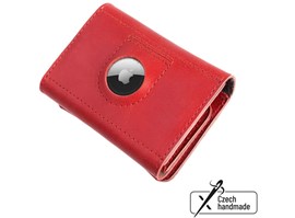 Kožená peněženka FIXED Tripple Wallet for AirTag z pravé hovězí kůže, červená