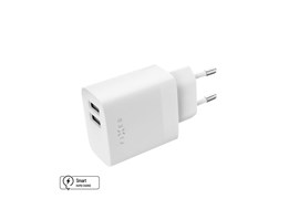 Síťová nabíječka FIXED s 2xUSB výstupem, 17W Smart Rapid Charge, bílá