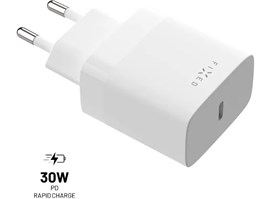 Síťová nabíječka FIXED s USB-C výstupem a podporou PD, 30W, bílá