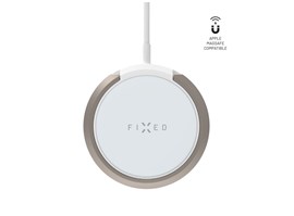 Bezdrátová nabíječka FIXED MagPad s podporou uchycení MagSafe a stojánkem, 15W, bílá
