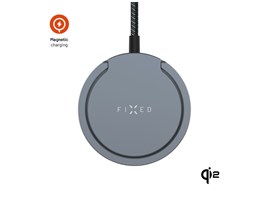 Bezdrátová nabíječka FIXED MagPad Pro s Qi2, podporou MagSafe a stojánkem, 15W, šedá