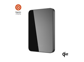 Powerbanka FIXED MagZen 5 Crystal s bezdrátovým nabíjením se standardem Qi2 a podporou MagSafe, 5 000 mAh, černá