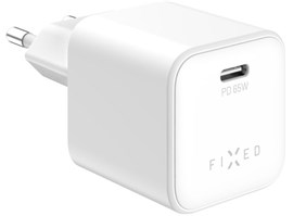 Síťová GaN nabíječka FIXED Mini s USB-C výstupem a podporou PD, 65W, bílá