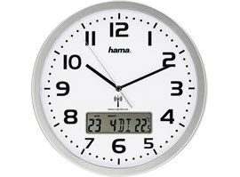 Hama Extra, nástěnné hodiny řízené rádiovým signálem, s datem a teplotou