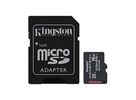 Kingston Industrial-Paměťová karta flash (adaptér microSDHC-SD zahrnuto)-16 GB-A1 / Video Class V30 / UHS-I U3 / Class10-microSDHC UHS-I